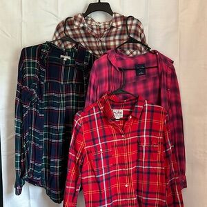 Flannel Lot - total of four flannels. 3 larges 1 medium
